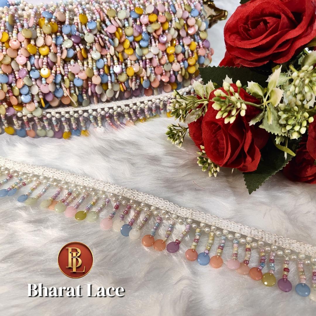 Multi Cystal Beads Latkan Lace